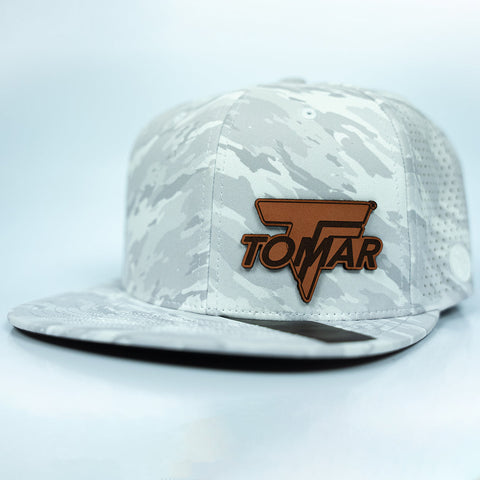 Artic Camo Snapback Hat w/ TOMAR Leather Patch Logo | TOMAR Electronics Inc